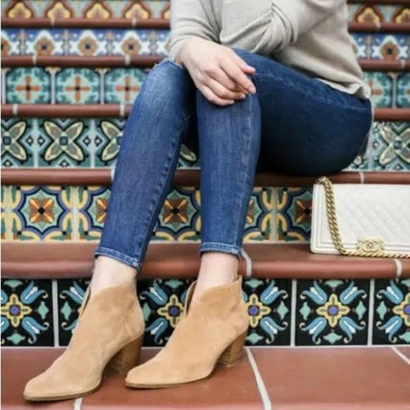 Vince Made in Italy Havana Notch Suede Ankle Boots - Picture 1 of 8